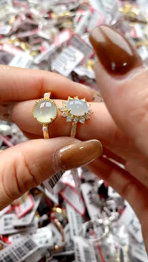 【闪购商品】翡翠戒指银S925镶嵌999999   2