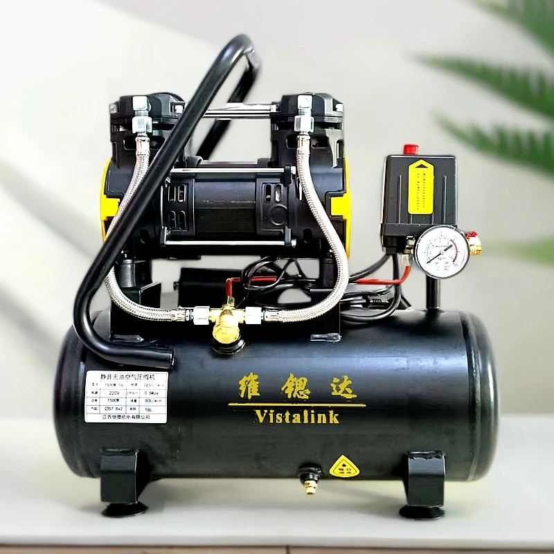 小型220v静音无声无油空压机空气压缩机装修吊顶空压机静音无油