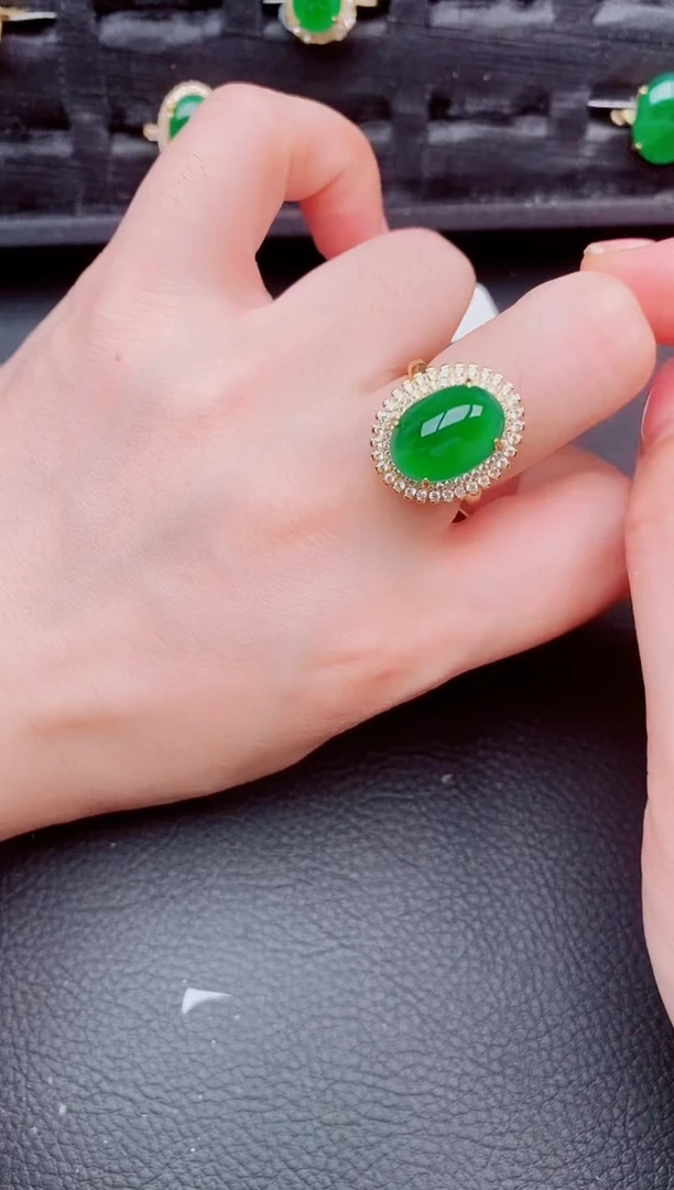 翡翠戒指银S925镶嵌天然a货翡翠406