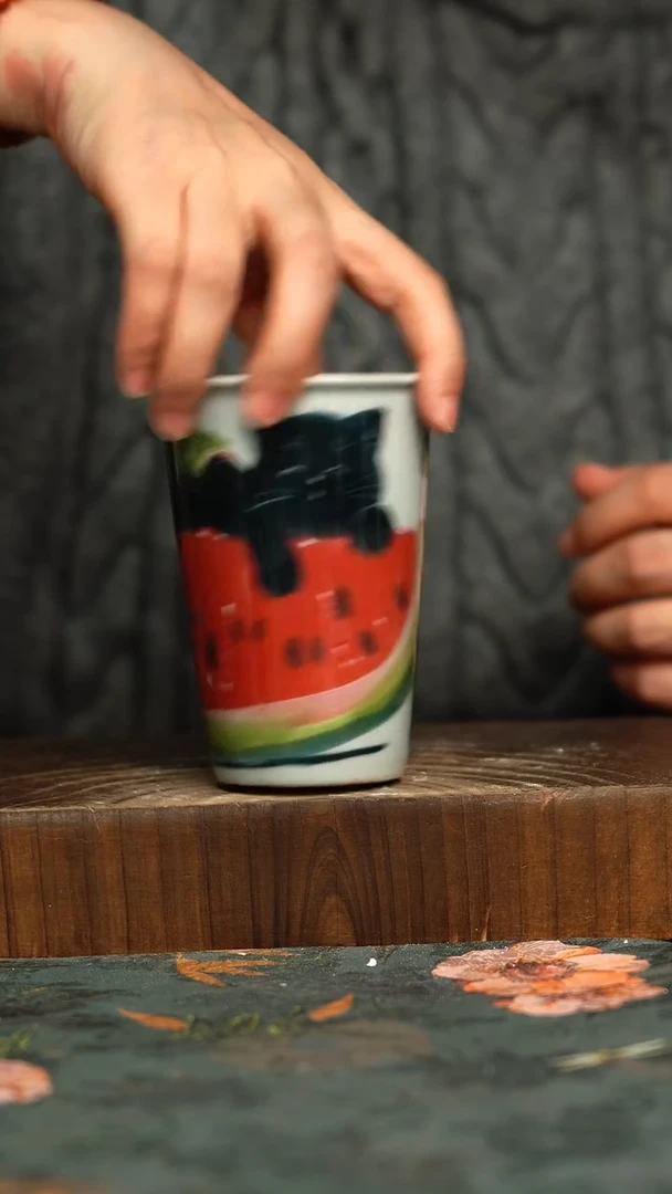 杯釉下彩手工手绘同款陶器