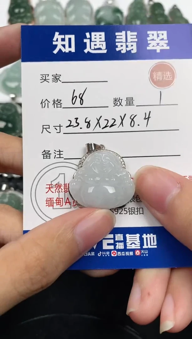 颈饰银S925镶嵌翡翠挂件