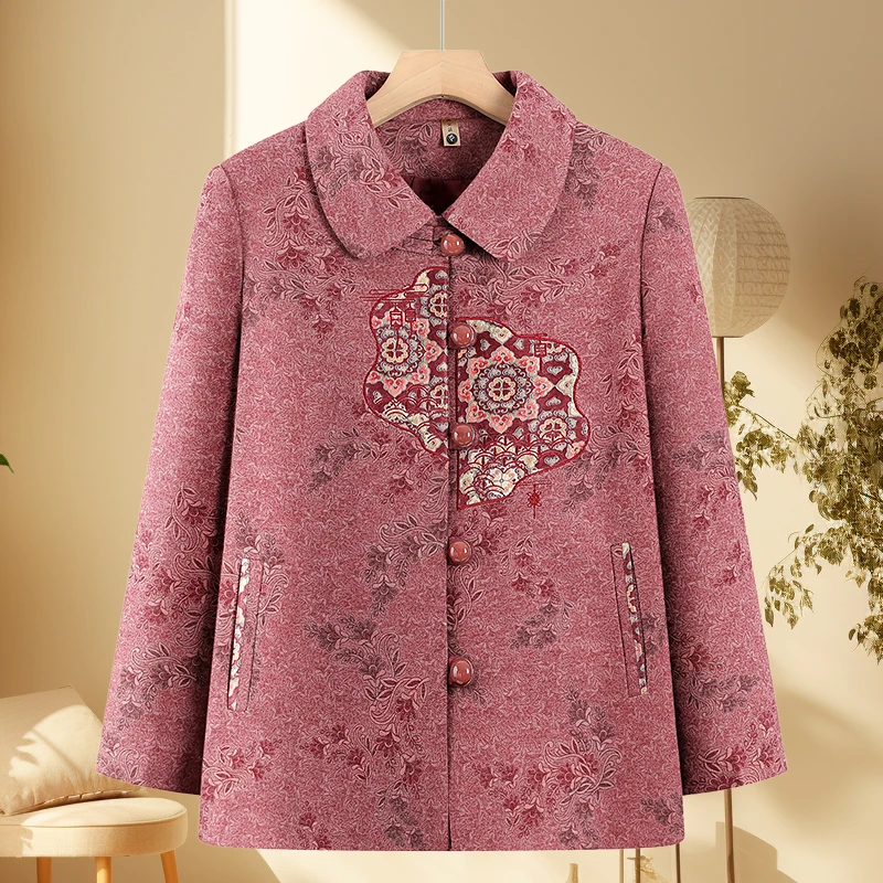 老年人秋装女奶奶外套2025新款中老年妈妈秋冬上衣老太太老人衣服