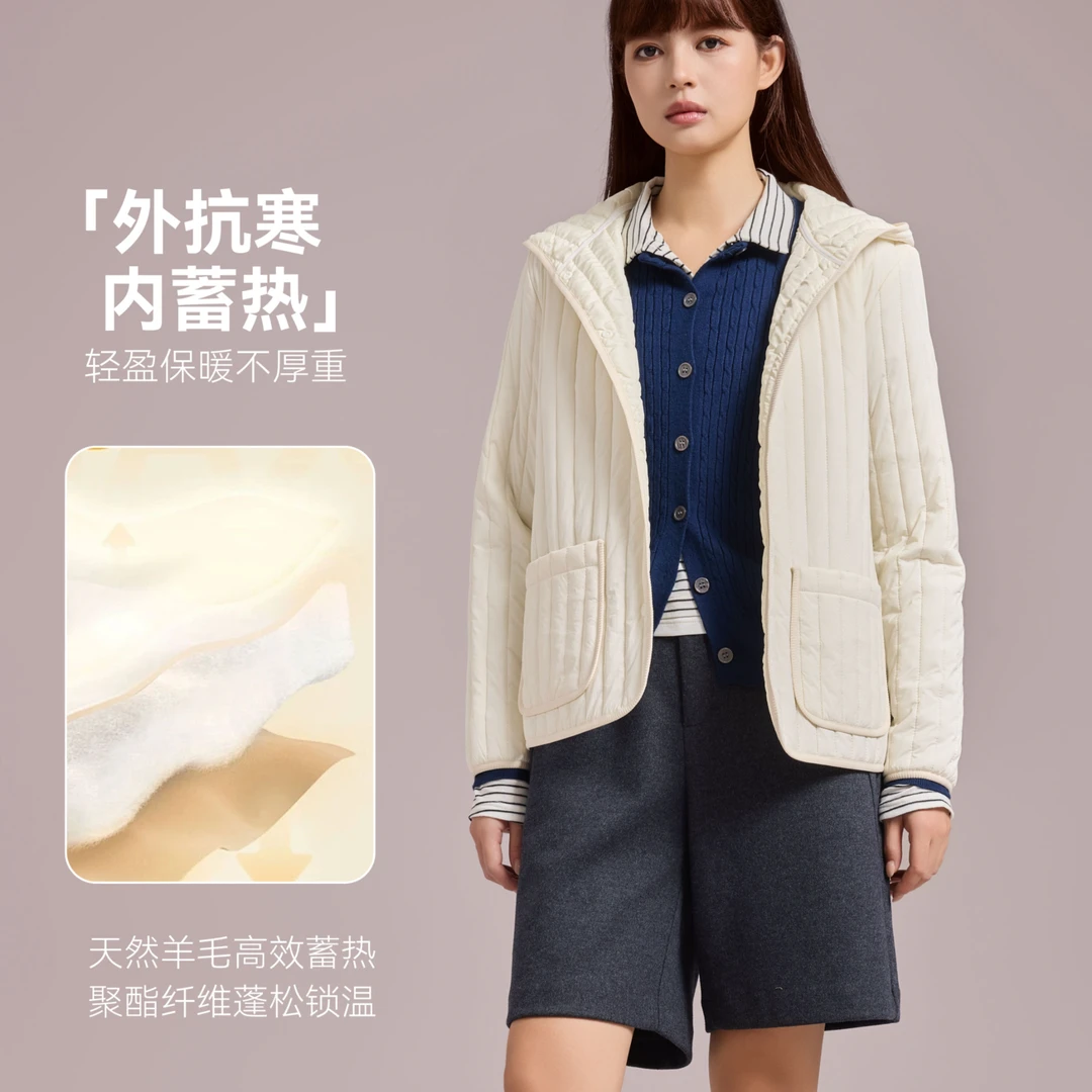 厚款保暖长袖女立领纯色棉服棉衣户外短款日常连帽5588