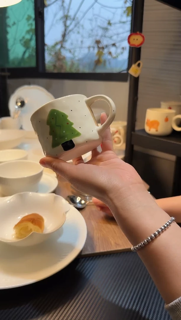陶瓷点点圣诞树素面底