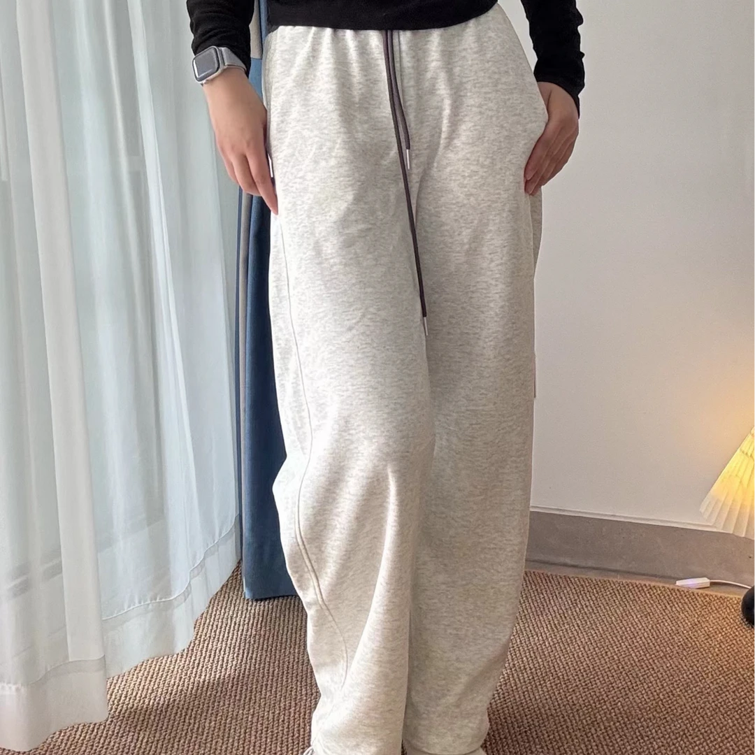 2025年新款通勤百搭休闲拼接卫裤慵懒风简约减龄气质阔腿裤女卫裤