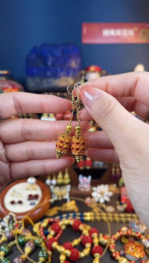 【闪购商品】龙鳞珐琅景泰蓝耳钩