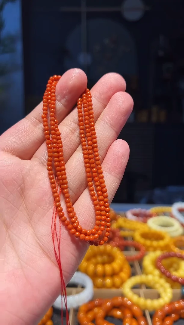 未镶嵌手串南红玛瑙柿子黄小米珠3+
