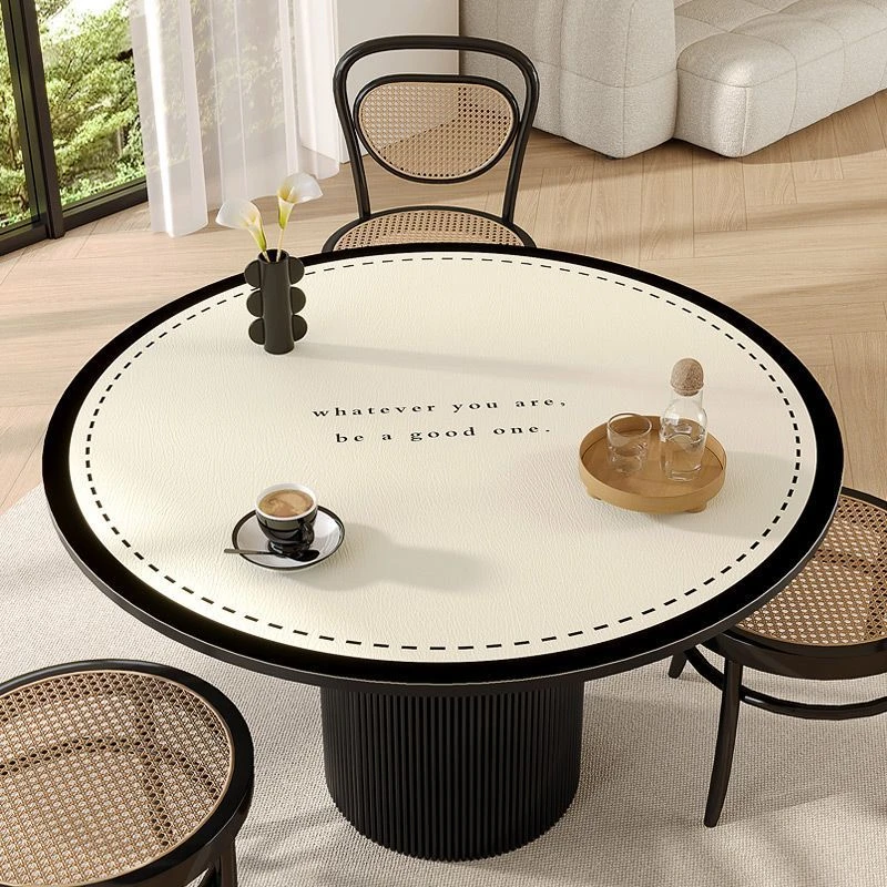 复古圆桌桌布防水防油免洗pvc圆桌垫防烫圆形桌面垫高级感茶几垫