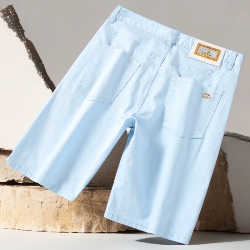 诺顿雷斯夏季薄款男士欧洲站轻奢时尚潮牌简约百搭天蓝色休闲短裤