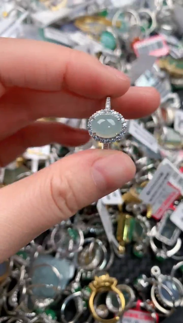 银S925镶嵌戒指翡翠111--3