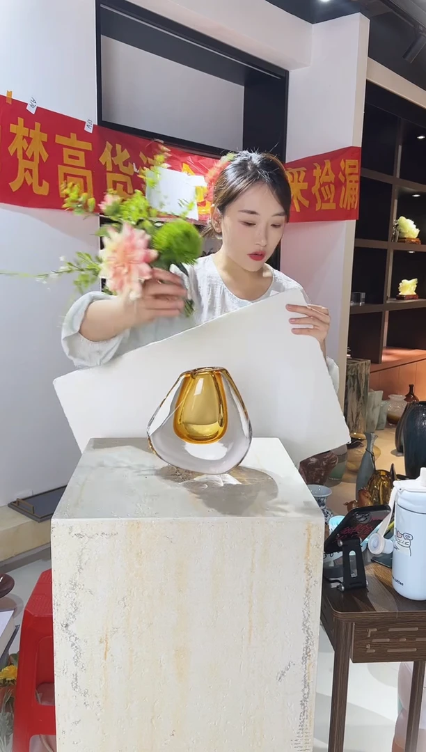 琉璃琥珀花瓶清仓A74