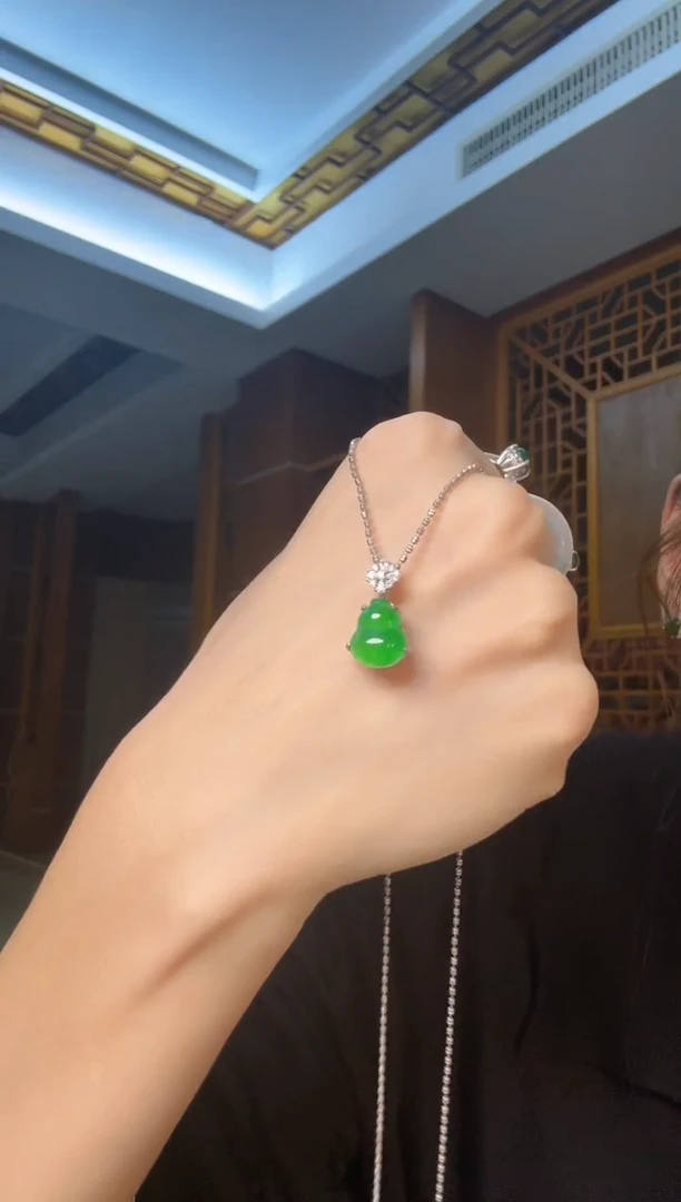 吊坠(不含链)银S925镶嵌翡翠天然翡翠吊坠