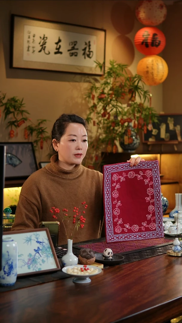 【闪购商品】织绣玫瑰花框长茶席17号