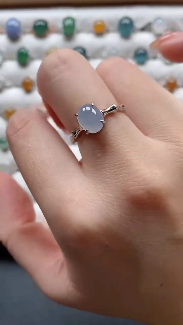 【闪购商品】翡翠戒指银S925镶嵌一物一证一礼盒