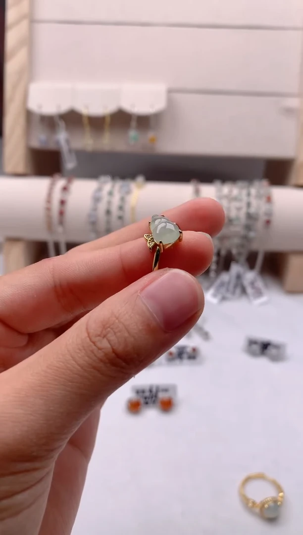 翡翠戒指银S925镶嵌3号