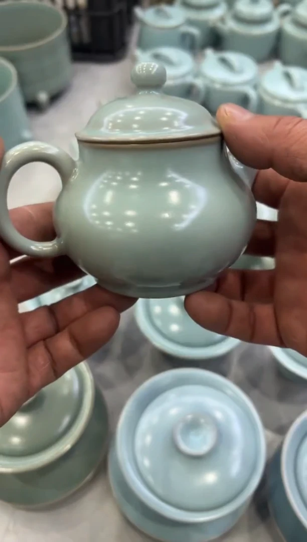 壶仿古天青纯手潘壶瑕