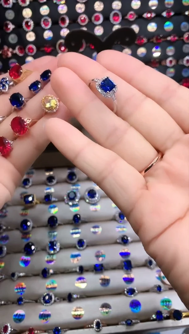 【闪购商品】蓝宝石戒指银S925镶嵌银色6