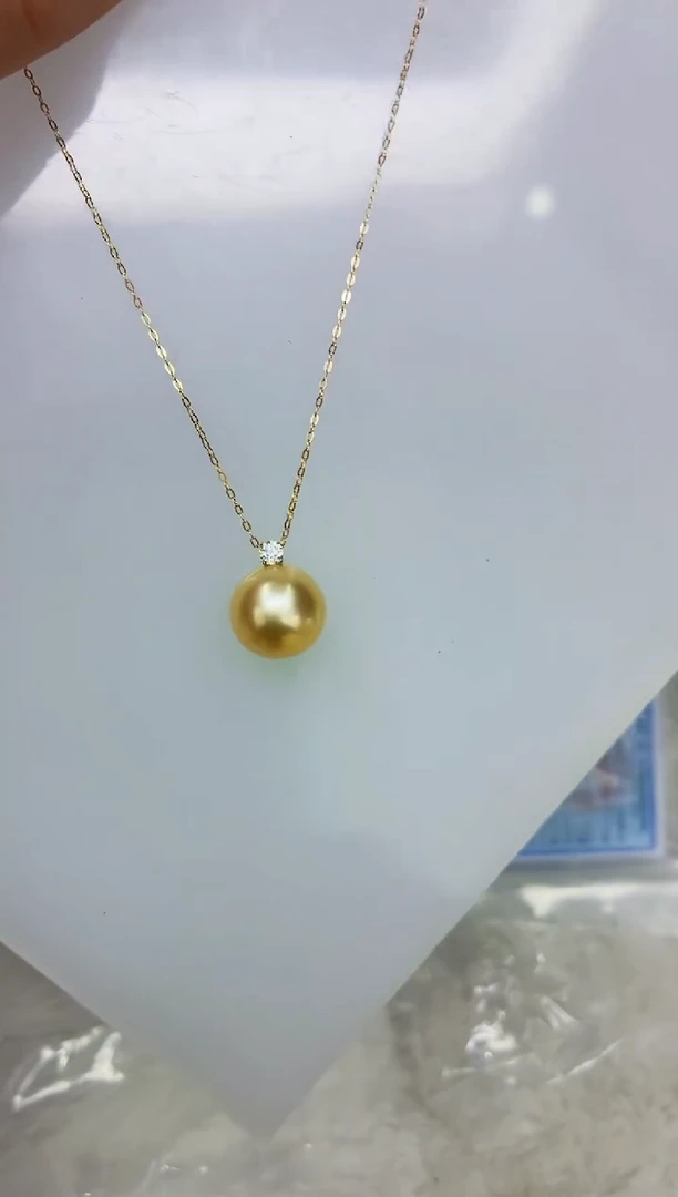 18K金镶嵌DA海水珍珠金珠吊坠12-13 y703