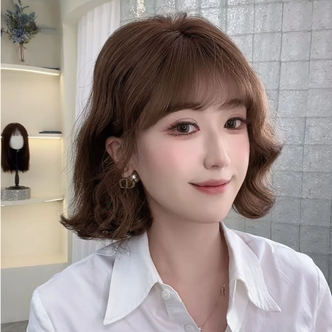 【法式轻奢柔弧短卷发】千姬假发女全真发无痕短发蛋蛋卷头套