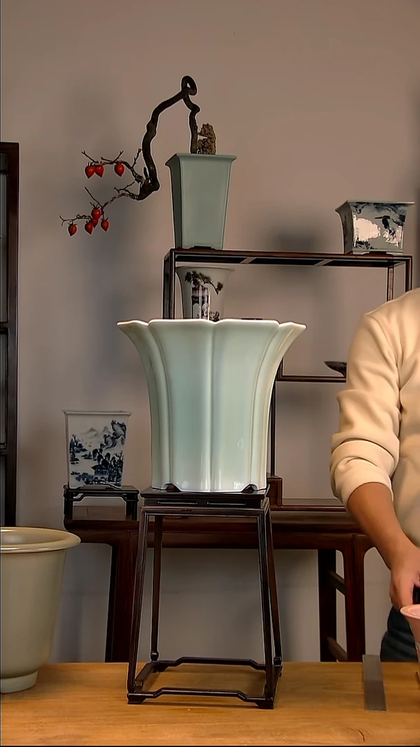 束*藏景德镇手工陶瓷花盆