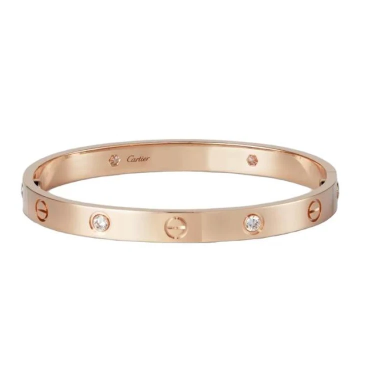 99新 Cartier/卡地亚  18k金love系列宽版四钻手镯