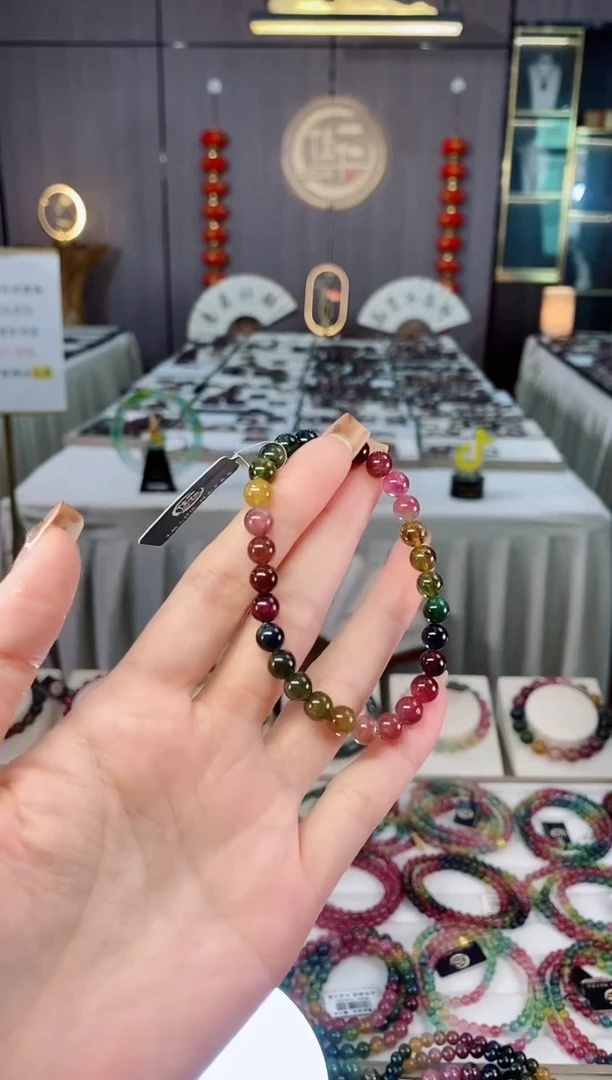 未镶嵌老矿碧玺色标单圈手串6mm+碧玺dan多样性发货一条