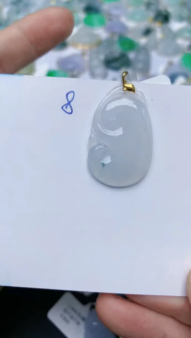 【闪购商品】翡翠颈饰18K金镶嵌天然翡翠A货    8