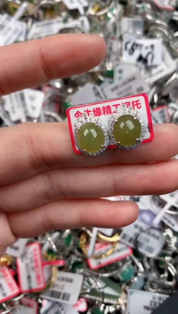 银S925镶嵌戒指翡翠10                     5