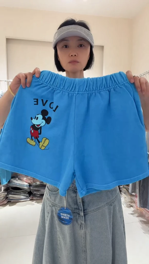 韩代 no 退换米奇蓝色短裤