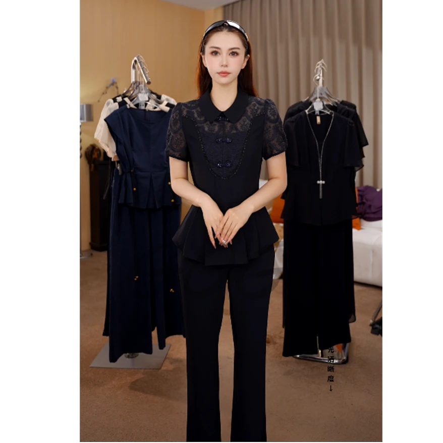 G6953夏季职业套装女2025新款夏洋气高级感气质显瘦妈妈两件套