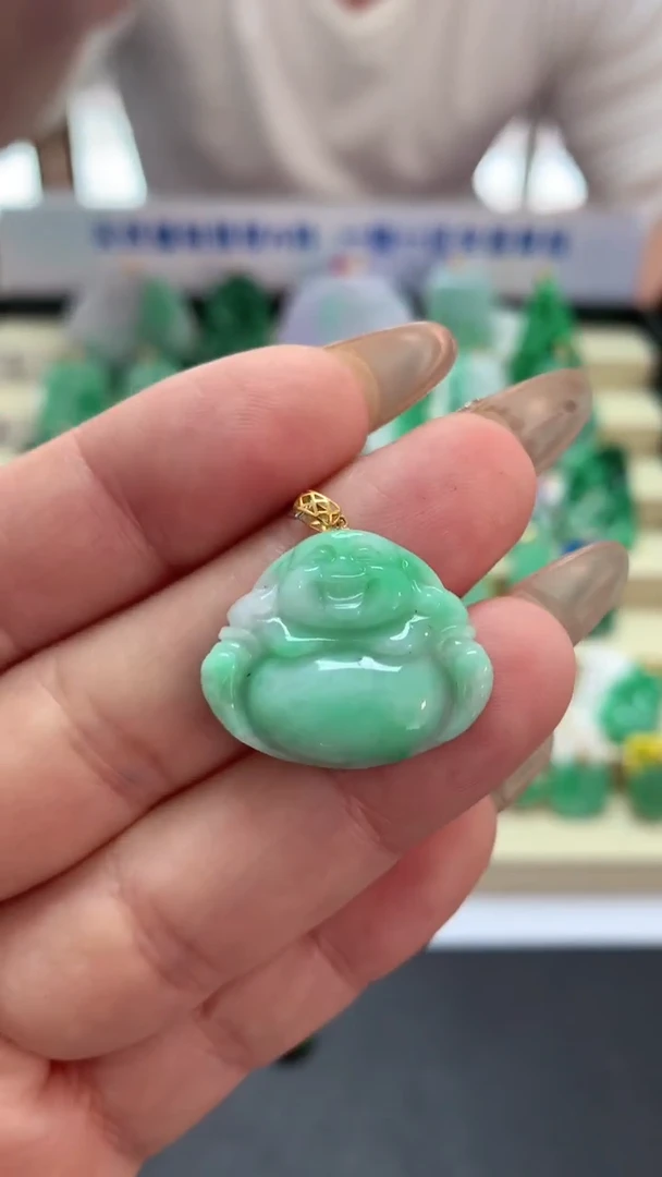 【闪购商品】翡翠吊坠(不含链)18K金镶嵌挂件