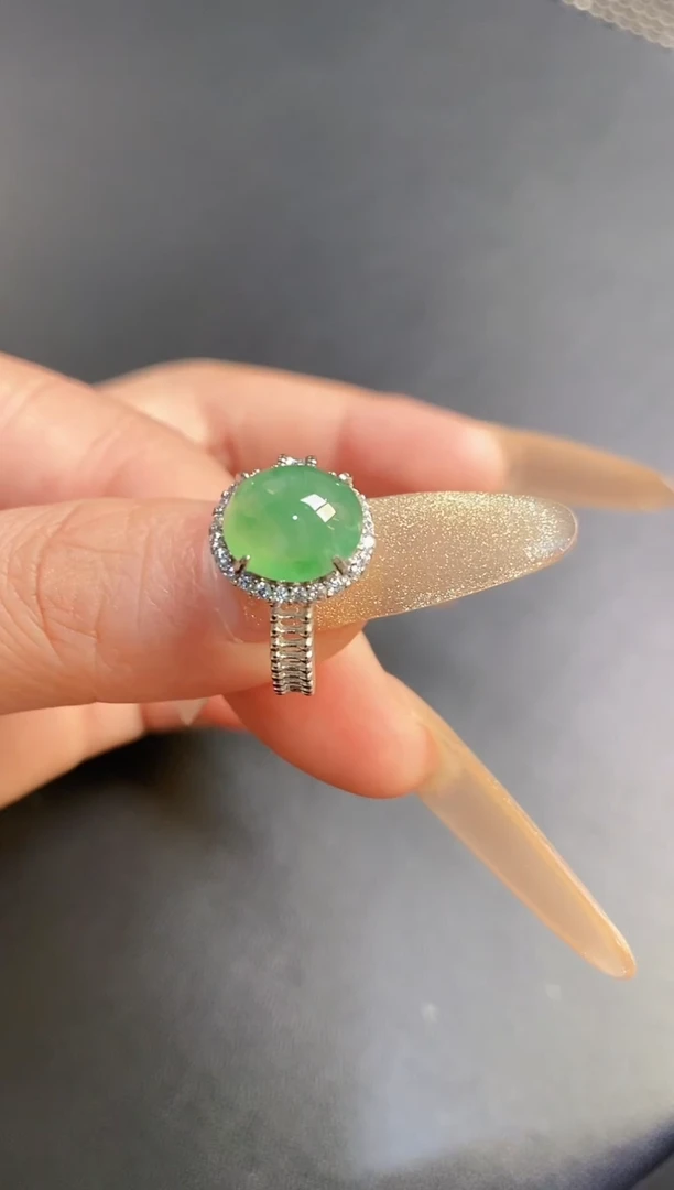 银S925镶嵌戒指翡翠天然