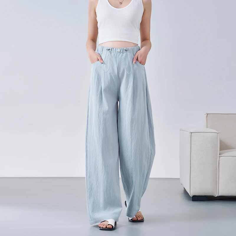 孕妇裤子夏薄款2025新款无托腹不勒肚子直筒阔腿裤夏装