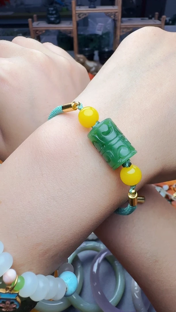 手绳未镶嵌和田玉蓝****鱼路路通手绳