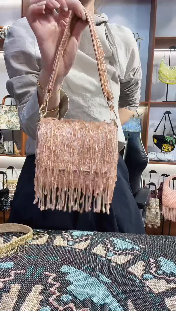 织物10号手工珠珠包包腋下斜跨包手拿包手提晚宴包