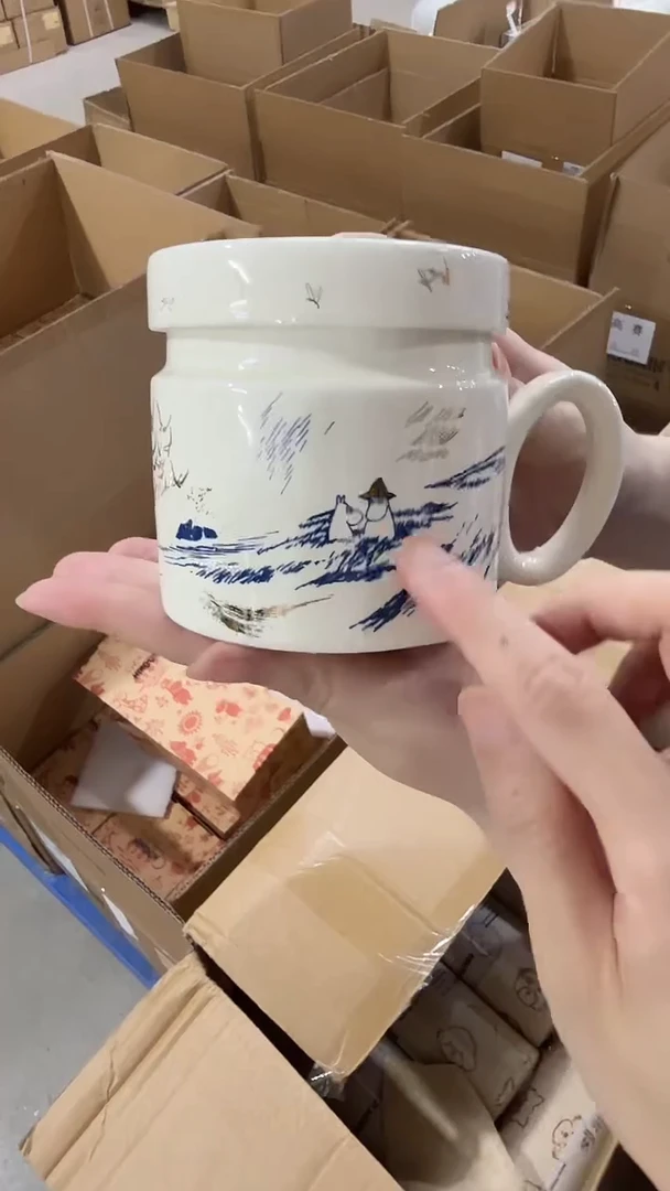 瓷片姆明飞鸟盖杯(含茶滤)