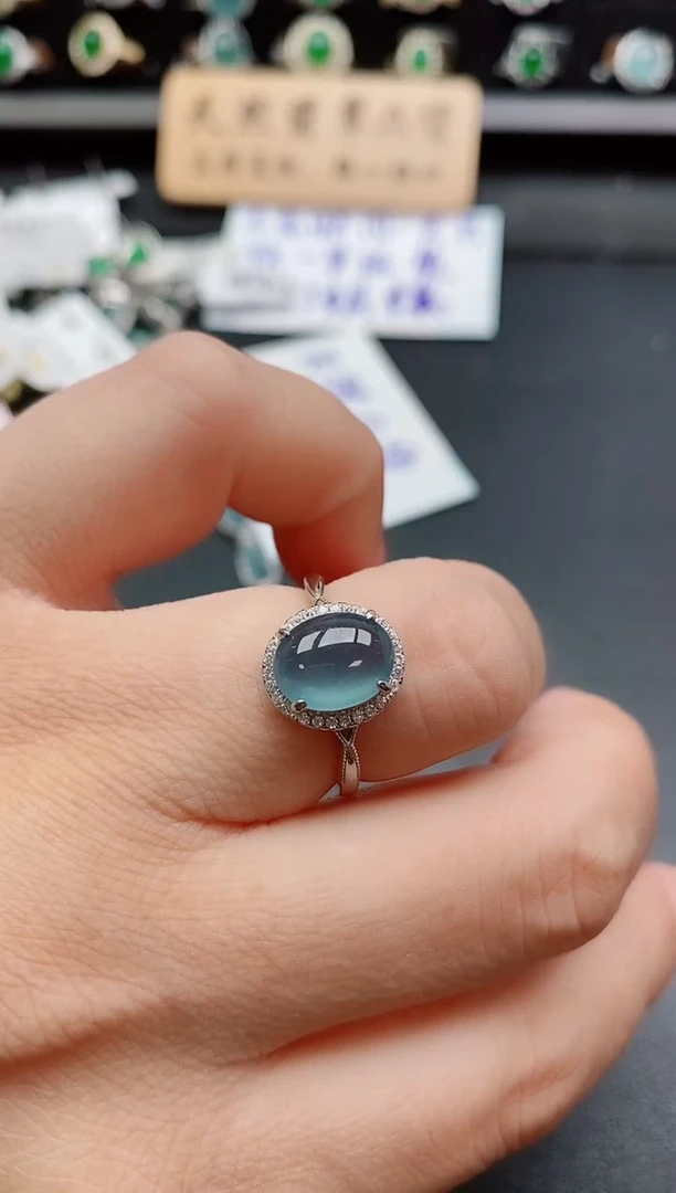 银S925镶嵌戒指翡翠1