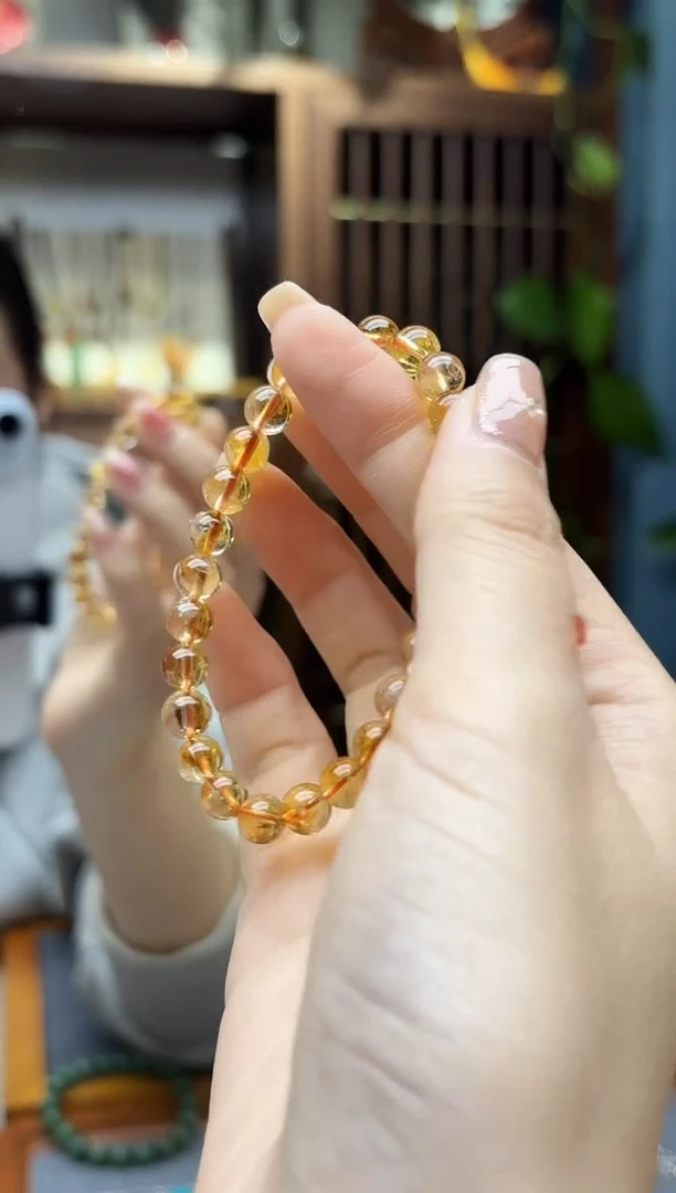 未镶嵌车挂水晶黄水晶手串7mmSC