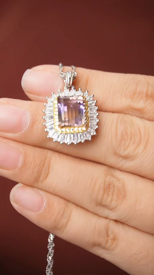 银S925镶嵌颈饰水晶A18吊坠