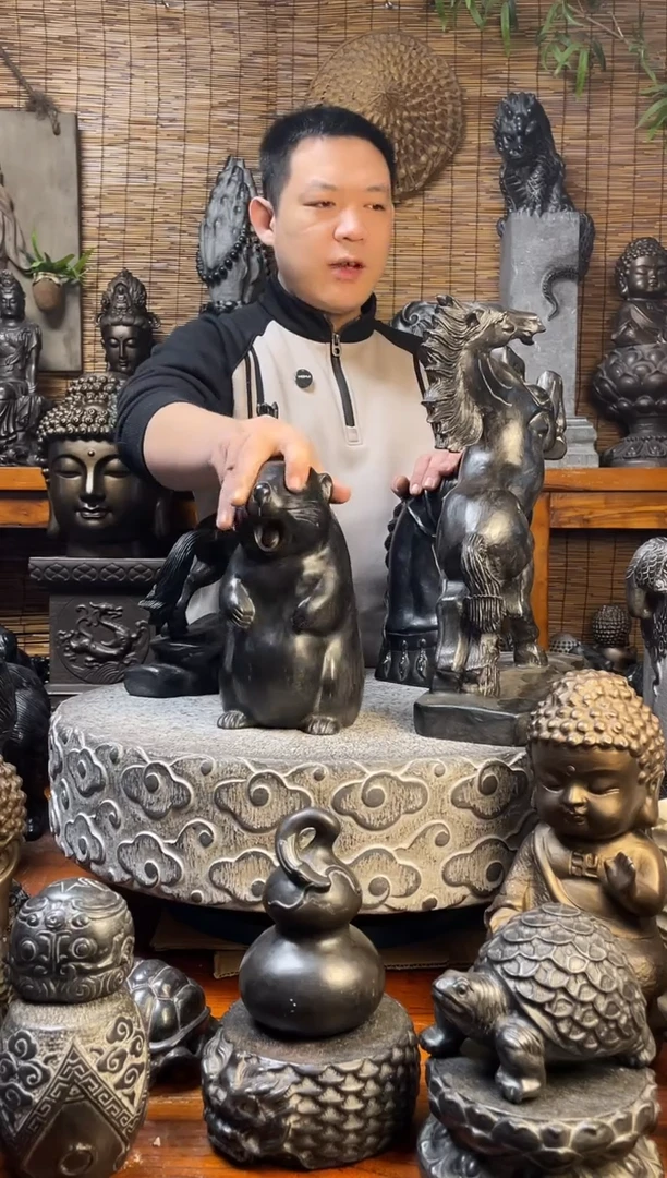 石材25土拨鼠天然青石雕刻