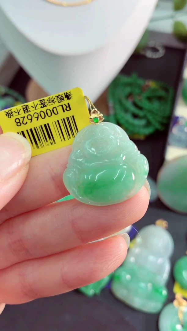 吊坠(不含链)18K金镶嵌翡翠挂件