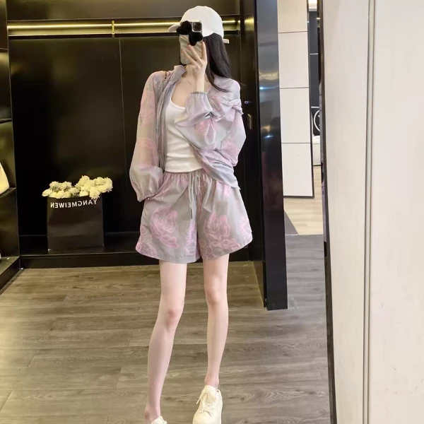 运动短裤显瘦气质时尚防晒套装女夏装轻薄休闲百搭两件套宽松减龄
