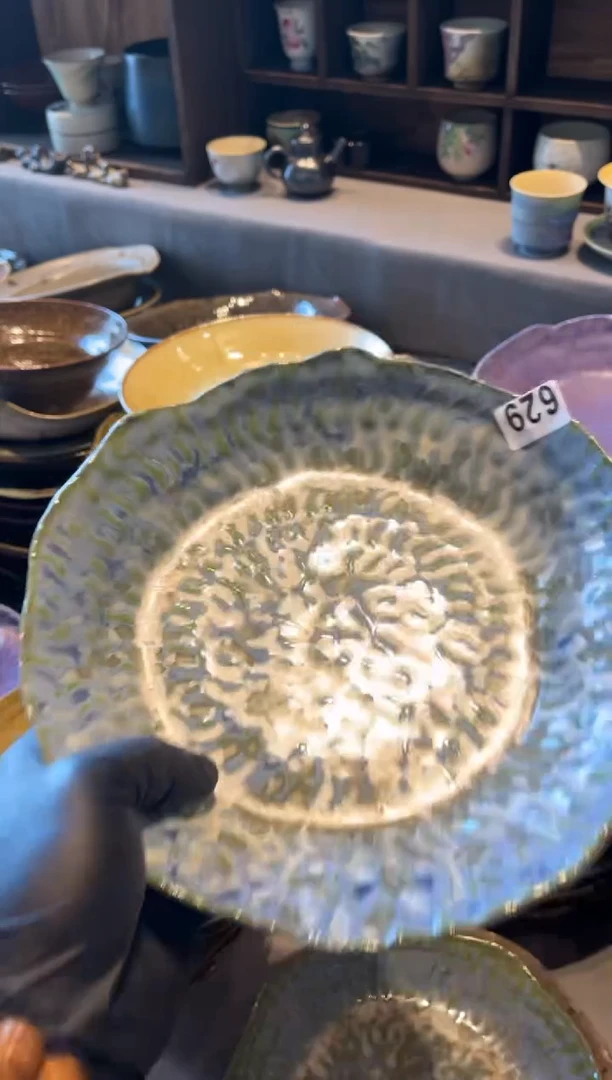 【闪购商品】瓷片629，窑变蓝锤纹盘菜盘