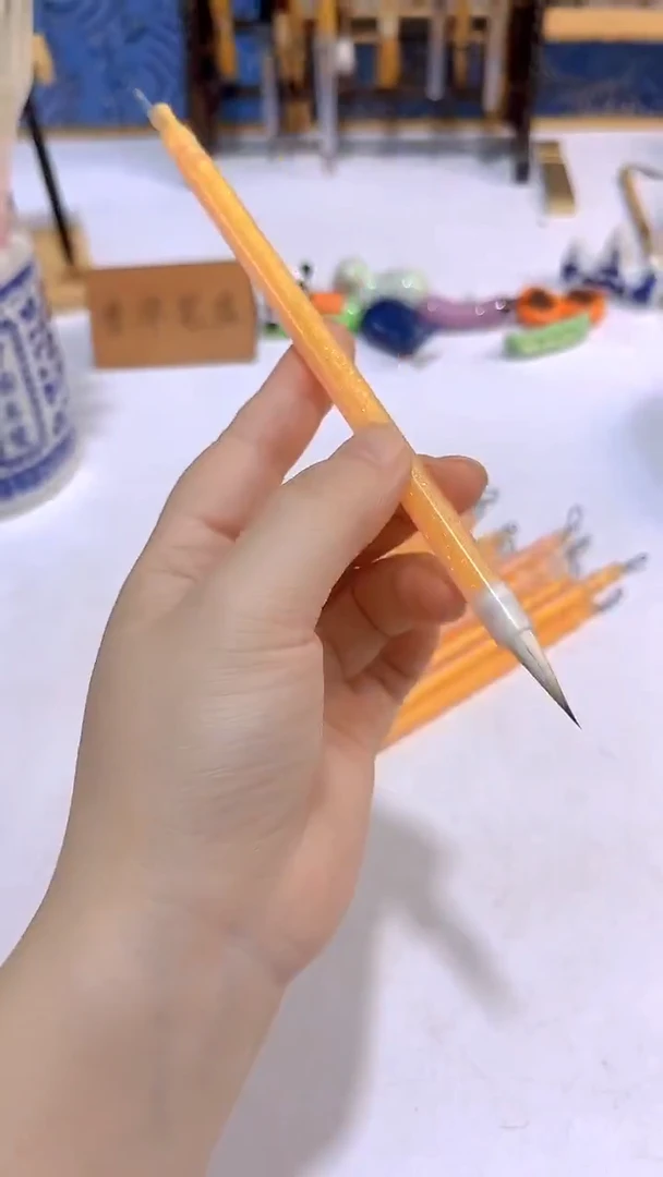 橙色闪杆紫羊兼毫小楷1支