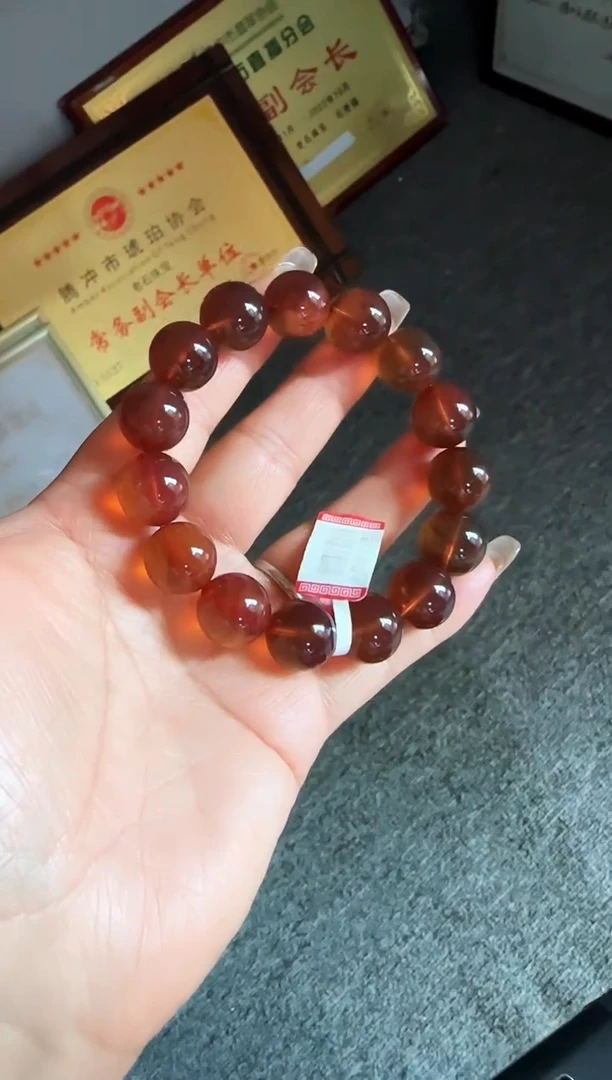 手串琥珀未镶嵌#12缅甸琥珀紫罗兰手串14-15mm