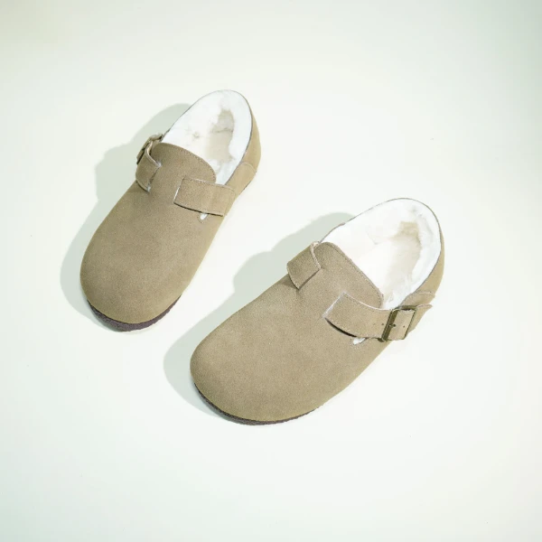 厚底羊毛勃肯鞋女冬季加绒加厚保暖真皮毛毛鞋低帮雪地棉1187