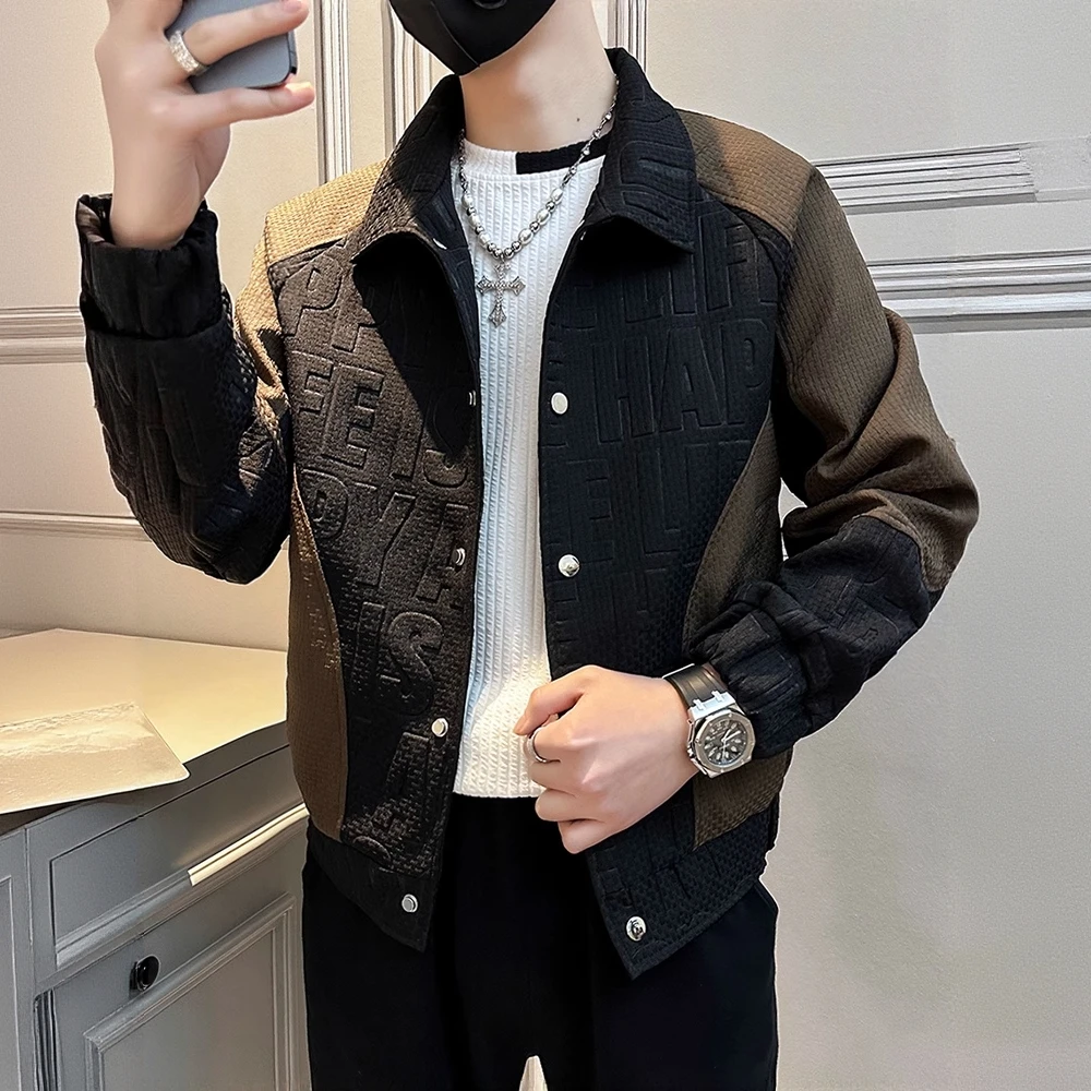 男生秋季穿搭款潮牌痞帅撞色翻领夹克2025新款高级感男装外套帅气