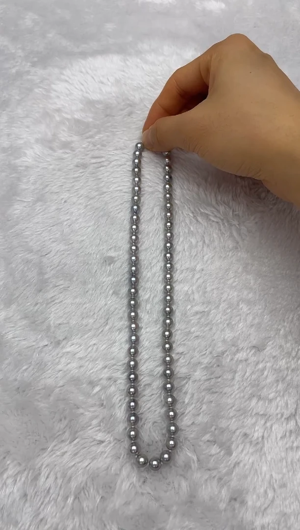 海水珍珠银S925镶嵌项链AK真多麻6.5-7mm