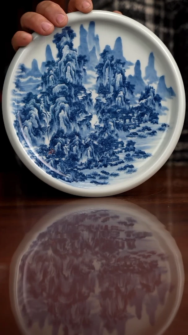 景琳藏青花北派山水溪山楼观图