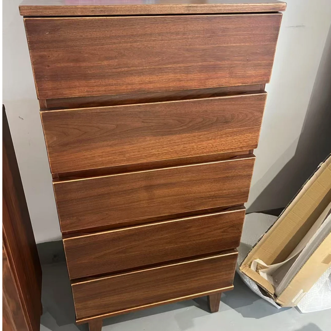 尾货清仓全实木南美黑胡桃五斗柜现代极简风储物高脚式客厅卧斗柜